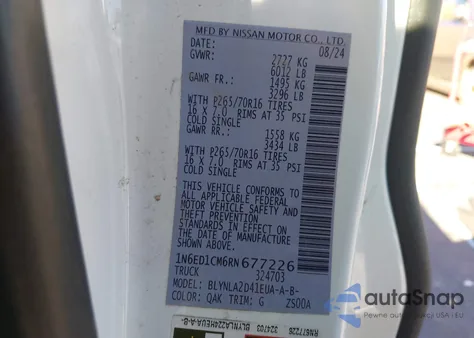 2024 Nissan Frontier King Cab S 4X4 from USA, damaged, VIN 1N6ED1CM6RN677226